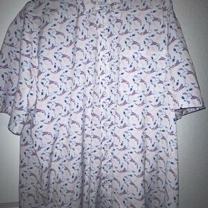 Huk White and Blue Casual Button Down Shirt